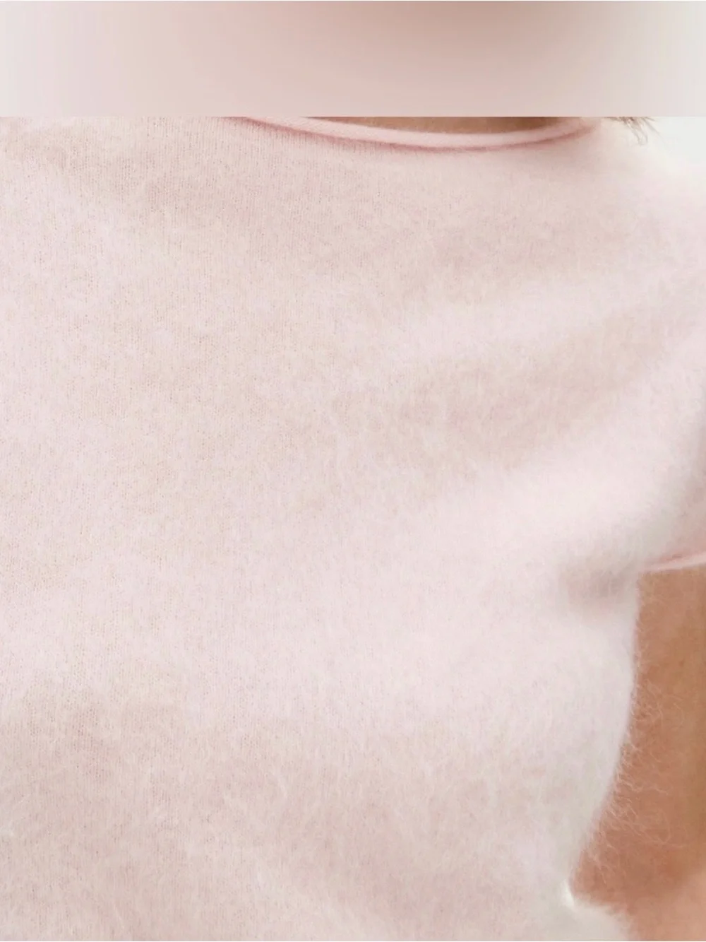 J. Crew Short-Sleeve Brushed Cashmere Tee in Pale Pink